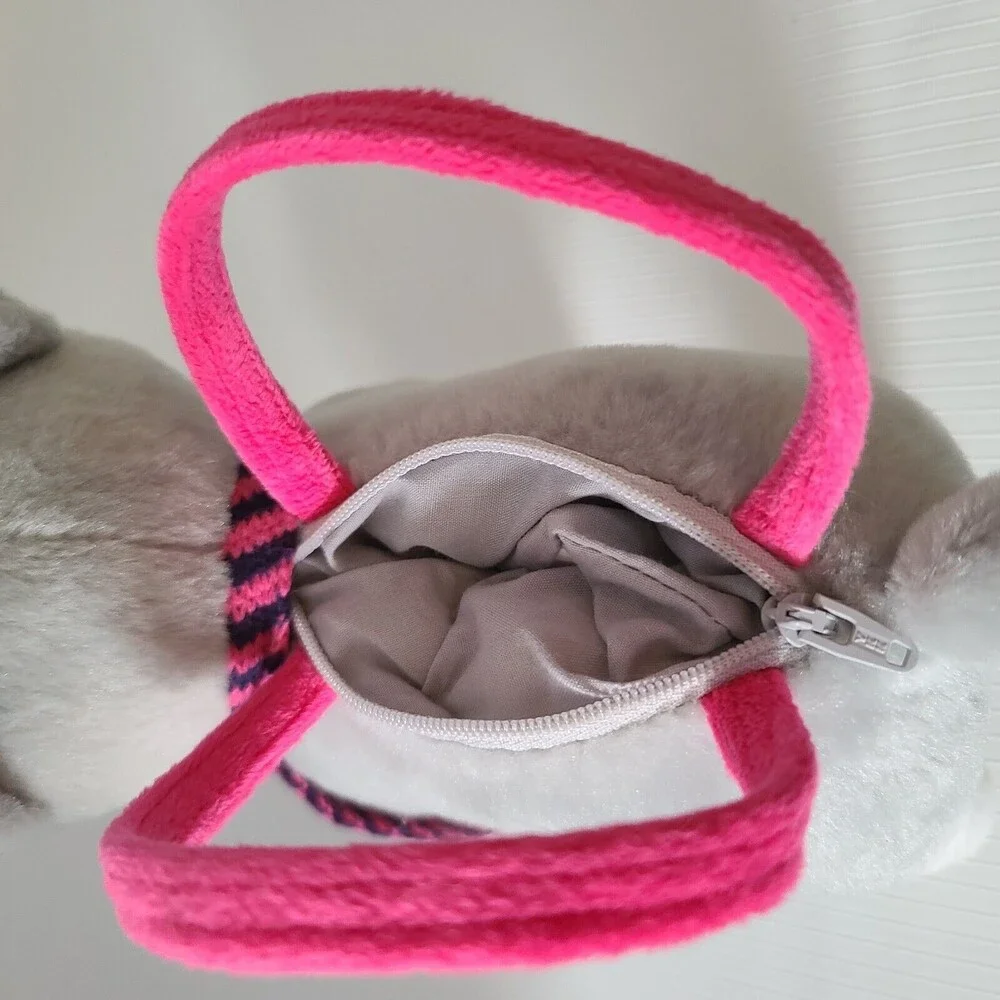 Husky with Scarf Girl Zippered Purse Carry Bag Embroidered Eyes